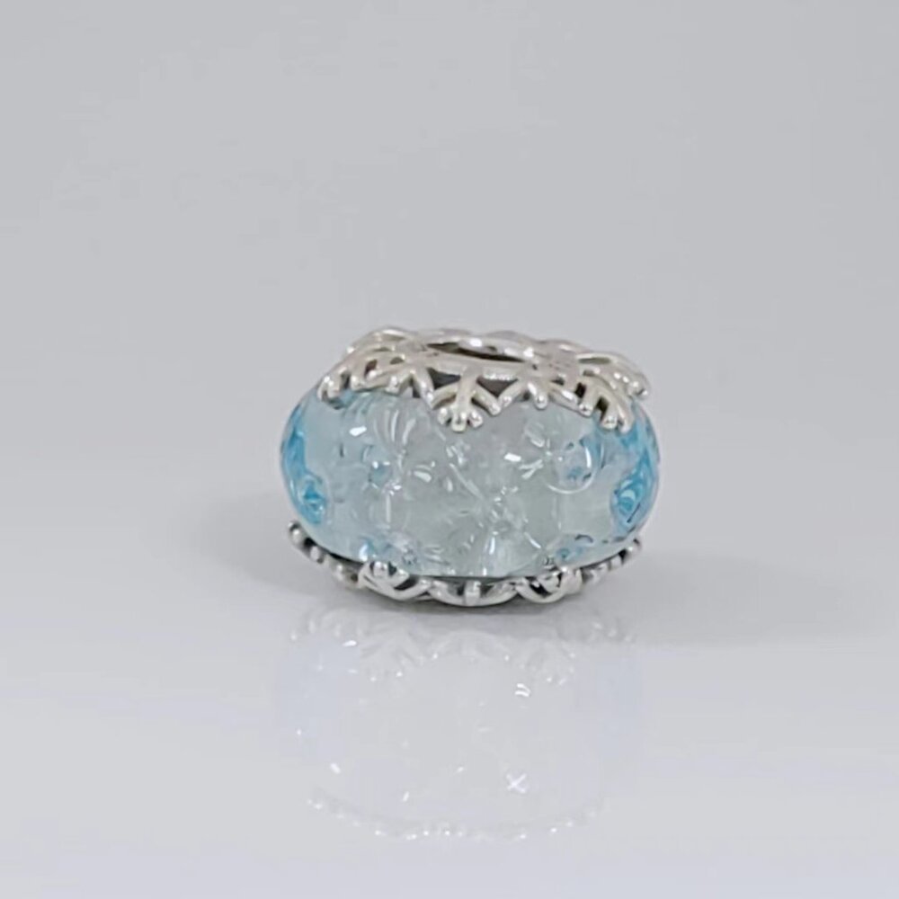 Pandora Winter Blue Snowflake Murano Glass Bead Charm S925 ALE
